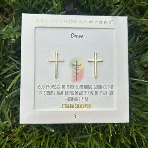 Goldtone Cross Stud Earrings NWT